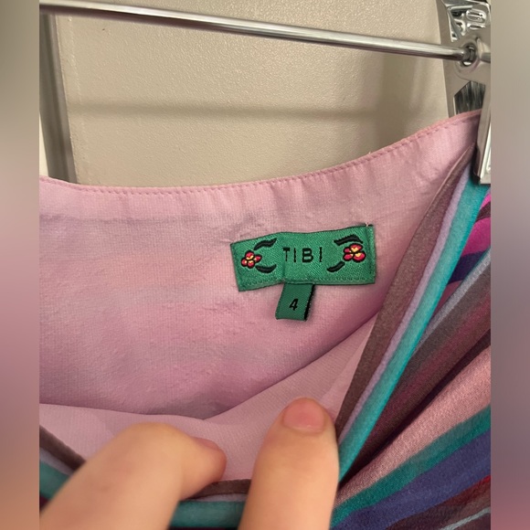 NWT Tibi Womens Multicolor 100% Silk Striped Skirt Size 4 - Picture 2 of 5